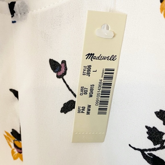 Madewell Button-Back Tie Tee Sweet Blossoms White Floral Cropped J8906 - Picture 6 of 6